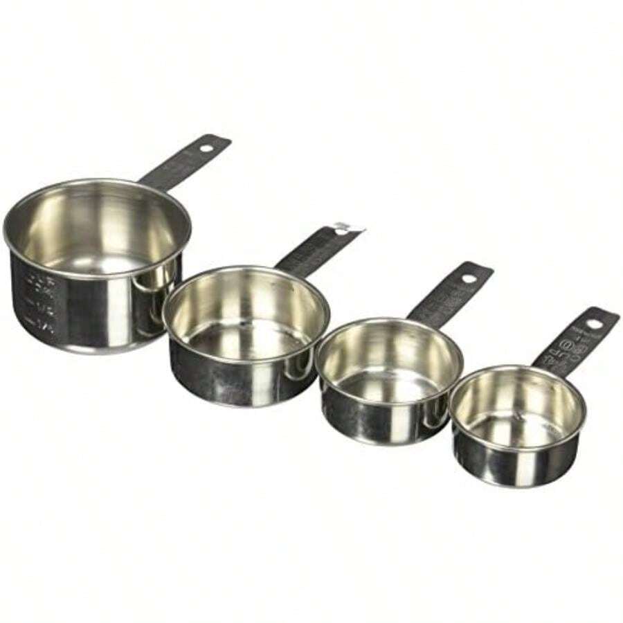 Crestware - Juego de tazas medidoras de acero inoxidable, cuarto de taza, tercer vaso, media taza, 1 taza medidas(default) - Multicolor - Ver 1