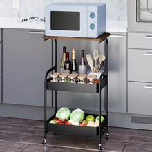 Heavy-Duty Multi-Color Tabletop Cart - Rolling Storage Organizer For Kitchen/Office/Home - màu đen - Xem 9