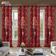 1pc Red Heart & Flower Pattern Printed Blackout Curtain Panel, Continuous Repeat Design Fits All Width Windows, Suitable For Living Room And Bedroom, Made Of Polyester Fabric, Machine Washable, Home Decor For Valentine's Day And Christmas - 0580+250XHCL - View 9