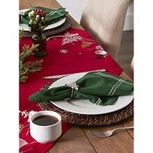 DII 100% algodón, Lavable a máquina, Mantel Individual a Rayas francesas para cenas, Verano y picnics Aire Libre, (Red Stripes), Table Runner - 14 x 72, 1(Verde bálsamo) - Multicolor - Ver 7
