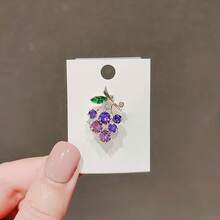 Grape Anti-Exposure Brooch For Women, Cross-Border Fresh And  Personality Pin, Collar Pin, Cardigan Fixing Clothing Accessory, Brooch - Số 296 Nho tím hai màu - Xem 3