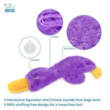 Best Pet Supplies Crinkle Dog Toy For Small, Medium, And Large Breeds, Cute No Stuffing Duck With Soft Squeaker, Fun For Indoor Puppies And Senior Pups, Pl 11ush No Mess Chew And Play - Light Purple,Large,ACrinkleDuck(LightPurple) - aCrinkleDuck(淺紫色) - 查看 4