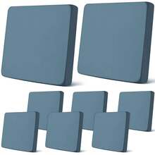 Newwiee 8Pcs Patio Cushion Covers Stretch Outdoor Cushion Cover Replacement For Patio Furniture Sofa Couch Slipcovers, Soft Flexibility Washable Furniture Protector(Waterproof Pure,Gray Blue),One-Size,GrayBlueWaterproofPure - 灰藍色防水純淨 - 查看 1