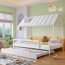 Kids Bed Frames, Headboards & Footboards - White + Wood + 120cm*200cm - View 12