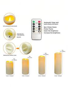 12/24/48/72-Piece Packs, Available In 4 Sizes, Ivory-Colored Electronic Candle Lights. Novel Flashing LED Flameless Tea Candle Lights, With 10-Button Remote Control And 24-Hour Cycle Timer. Outdoor Waterproof, Ultra-Long Battery Life. Suitable For Indoor And Outdoor Use, Making Wishes, Anniversaries, Wedding Table Decorations, Valentine's Day, Thanksgiving Party Home Decorations, And Christmas Decorations. - 象牙白 - 查看 8