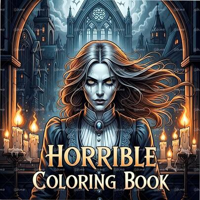 GDTME 1 Pc Adult Coloring Book With 24 Pages, Featuring Gothic-Style Illustrations Of Dark Castles And Witches, Ideal For Stress Relief, Creative Expression, And Gothic-Themed Parties Or Back-To-School Season. Size: 7.9" X 7.9"