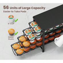 HFHOME Organizador de capsulas de cafe para encimera cajon de almacenamiento de metal de 4 niveles capacidad para 56 capsulas soporte para estacion de cafe para cocina oficina o hogar estante de - Cápsulas Black56 - Ver 4