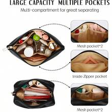 XAPY Wen Gif Initial Makeup Bag Set For Girl Personad Gif For Bridesmaid Friend Graduan Teachers PU Leather Cosmetic Travel Tetry Bag BlackA - 黑色 - 查看 5
