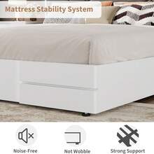 Meiyiu Full /Queen/King Size Upholstered Bed Frame, Tufted Design Soft Headboard, Wooden Slat Support, Mattress Foundation No Box Spring Needed, Stable & Quiet Full Bed Frame For Bedroom, Easy Assembly, White - 滿的 - 查看 5