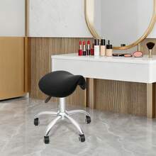 SanBouSi Ergonomischer Arbeitsstuhl Schwarz - Satteldesign, 40mm Schwammkissen, 5 Rollen