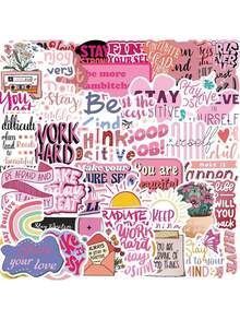 50pcs Inspirational Stickers For Kids Teens Girl Waterproof Motivational Stickers For Water Bottles Laptop Phone Case Scrapbook Journal Teachers Students School Positive Rewards