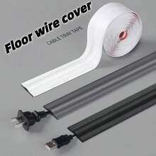 1 pieza 5.5cmx3metros Tira protectora de PVC autoadhesiva para cable de piso, ocultador de cable, protector de cable decorativo con canal abierto y borde antideslizante para sistema de gestión de cables eléctricos del hogar - Multicolor - Ver 10