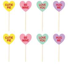 8-Piece Valentine's Day Heart-Shaped Wooden Vase Picks Set (4 Designs, 2 Each) - Assorted Pastel Colors (Yellow/Pink/Green/Purple), Romantic Slogans (CUTIE PIE/BE MINE/LOVE YOU/HUG ME), Adorable Decor Accents For Vases/Tabletops, Ideal For Valentine's Day Party Ambiance & Romantic Home Decor - Multicolor - View 5