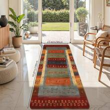 1 pieza Alfombra larga con estampado de arte abstracto bohemio, alfombra de cocina suave, antideslizante y absorbente, lavable a máquina, que crea una atmósfera cálida para la decoración del hogar. Alfombra rectangular de pelo corto para sala de estar, dormitorio, cocina, lavandería, baño - Multicolor - Ver 10