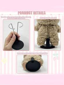 Adjustable Doll Stand For Labubu Small Statue Display Rack Suitable Metal Doll Stand Doll Display Stand Suitable For 4-8 Inch (Approximately 10.2-20.3 Cm) Dolls Keeping Dolls In A Standing Position (Dolls Not Included) Black/White Base Plush Decorations Storage Shelf Doll Holder Display Case - Multicolor - View 7