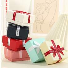1pc Fashionable High-End Bow Tie Watch Storage Box, Top & Bottom Cover Watch Accessory Box, Business Gift Box, Square Packaging Empty Box, Holiday Gift Box, Valentine's Day Gift Box