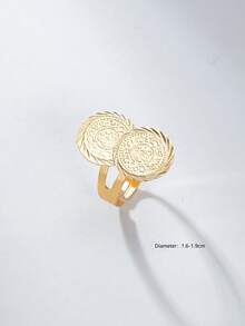 1pc Vintage Coin Design Adjustable Open Ring, Fashionable Casual Style For Women - E - View 6