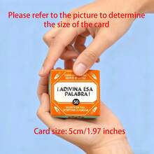 Adivinha Esta Palavra - Um Jogo de Cartas Mini Popular Espanhol com 50 Cartas, Ideal para Reuniões com Amigos e Família, Bem como Presentes de Feriados. Este Jogo de Cartas Aumenta o Entretenimento Social, Jogos de Festa. Tamanho da Carta: 5cm/1,97 Polegadas - Laranja - Visão 2