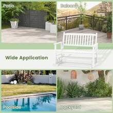 Patio Glider Loveseat Chair 2-Person Porch Swing Rocking Bench With  And Gentle Gliding Solid Wood Frame Slatted Seat And Curved Backrest