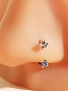 1pc Fashionable Minimalist Shiny Hypoallergenic Stainless Steel Zirconia Detachable Exaggerated Luxurious Elegant Multi-Color Body Piercing Nose Stud/Hoop For Men & Women, 1.0mm, Suitable For Holidays, Birthdays, Parties, Vacations And Daily Wear