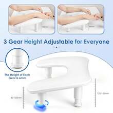 Adjustable U-Shaped Nail Technician Armrest - White PU Leather Nail Hand Rest