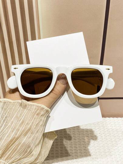 1 Pair Women's Plastic Frame Round Vacation Style Chic Elegant High-End Fashion Fashion Glasses, Suitable For Vacation, Driving, Walking, Patio, Bar