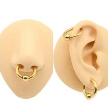 1 szt. Złoty pierścień PVD ze stali chirurgicznej PA, duży rozmiar, pierścienie z koralikami sprężynowymi, kulki BCR do przekłuwania nosa, kolczyki do przegrody nosowej dla mężczyzn i kobiet, biżuteria do ciała, 00G, 0G, 2G, 4G, 6G, 8G, 10G, 12G, średnica 10-22 mm