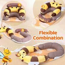 Foldable Baby Play Gym & Mat 2 In 1 Tummy Time Mat And Seated Support, Baby Play Gym, For Sensory And Motor Skills Development, From Newborns To 3Y Toddlers Birthday Gifts For Boys Girls-Little Bee - 黃色 - 查看 4