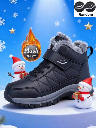 2025新款男士冬季加绒徒步鞋防水保暖雪地靴男士工作休闲鞋防滑踝靴