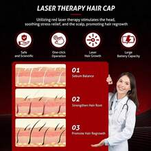 Laser Cap, Laser Red Light Therapy For Hair Growth System, Hair Thinning & Alopecia Treatment For Men & Women, Laser Cap For Hair Regrowth Stimulates Denser Fuller Hair - 1 - 查看 5
