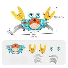 儿童齿轮玩具，积木齿轮螃蟹游戏，益智学习玩具，电动和手动双模式玩具，适合3岁以上男孩和女孩作为生日、万圣节、复活节、圣诞节礼物 - 彩色 - 查看 12