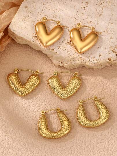 1/3 Pair Fashionable Stainless Steel Metallic Chunky Jewelry Vintage Coin Earrings, Women Daily/Festival/Party Accessories