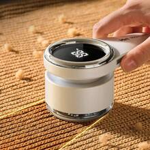 USB Powered Adjustable Electric Lint Remover - Powerful Motor, USB-C Fast Charging, Portable Fabric Shaver For Sweaters, Clothes, Furniture, Carpets, Bedding - Includes Cleaning Brush, Essential For Home & Travel Laundry - White & Rose Gold Decorative Design, Compact & Efficient, Stylish Storage Solution. - Digital Display Upgrade - View 3