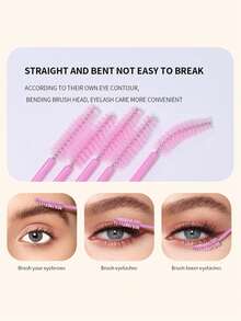 300pcs Eyelash Extension Kit, Disposable Eyelash Brushes, Mini Brushes, Black Mascara Wands, Lip Brushes, Suitable For Eyelash Extension, Tattoo, Lipstick Application (Pink) - Pink - View 4