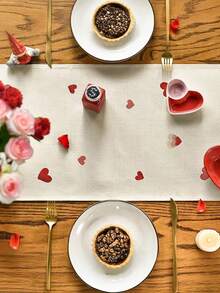 1 chiếc khăn trải bàn hình lá trái tim màu đỏ bằng vải lanh, trang trí bàn ăn nhà bếp, bàn kỷ niệm, đám cưới, trang trí nhà cửa, tiệc tùng (13x35.4/47.2/63/72/78.7 inch) - Nhiều màu - Xem 3