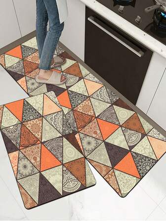 【热销！！！】1 件装软橡胶厨房地垫，3.5 毫米厚厨房地毯，复古欧式吸水厨房地垫，可定制厨房尺寸，表面织物材质，中间海绵层，底部橡胶层，适用于厨房地毯、厨房装饰、婚礼装饰、家居装饰、浴室地垫、玄关地垫、洗衣房地垫、走廊地毯、客厅地垫等。