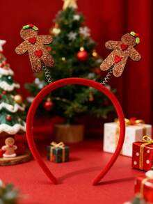 1pc Women's Christmas Gingerbread Faux Leather Head Wrap, Cute Street Fashion Casual Hairband, Suitable For Christmas Party, All Seasons ,Hair Hoop Hair Accessories