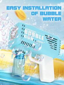 自动手持泡泡机，无需手动操作，一键启动，无需手动吹气，适合生日派对、节日聚会（不含电池和泡泡液）