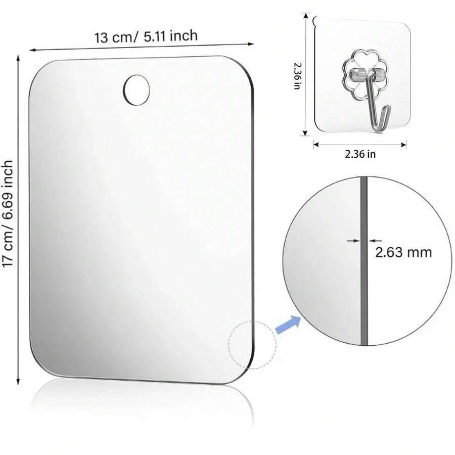 全新亚克力镜，带吸盘式壁挂，适用于男士剃须、女士化妆，便携式旅行浴室配件