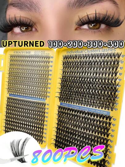 Libro de pestañas postizas DIY de alta capacidad con 800/640/621 grupos, longitud mixta de 8-16mm, múltiples combinaciones de 10D-150D, adecuado para diversos looks de maquillaje, apariencia natural y esponjosa, agrandando los ojos, de larga duración y fácil de usar, adecuado para uso diario, boda, exterior, viaje y festival, set de pestañas postizas para mujer como regalo