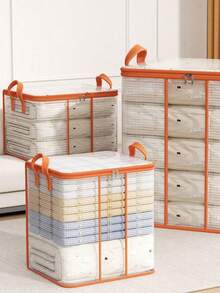 1pc Transparent Mesh Quilt Storage Bag, Large Capacity Transparent Quilt Storage Bag, Reinforced Handles, Suitable For Clothes, Bedding, Moving, And Cargo Storage; Waterproof Material; Beautifies Wardrobe; Large Capacity Foldable Household Packing Bag; Clothes Storage, Bedroom Essentials, Travel Essentials Garment Bag Waterproof Bag Storage Bags Clothes Organizer Clothes Bag Packing Cubes Travel Organizer