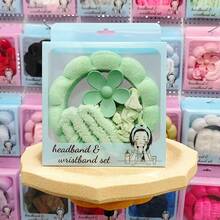 蓬松SPA头带和腕带套装 - 柔软毛巾布发带，适用于护肤/化妆；吸水腕带，适用于洗脸/面部护理；可调节美容头带，适合日常护理和沙龙使用。