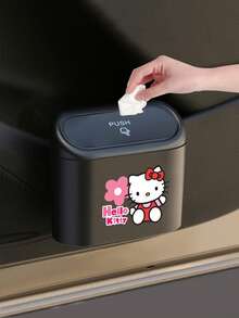 Sanrio Hello Kitty Car Trash Can/Storage Box - Multifunctional Side Hanging Button Cover Car Storage Box Creative Trash Can