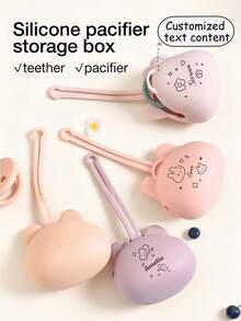 1pc Customized Silicone Pacifier Cover, Anti-Pollution, Anti-Lost, Portable, Cute Rabbit Shaped Pacifier Clip With Lanyard, Available Patterns Include Bear, Cloud, Rabbit, Crown, Bear Paw, Butterfly, Etc. - Multicolor - View 1