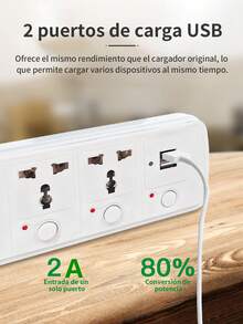 2 Pieza Regleta de 4 en 1 con 2 puertos USB, 2 tomas de corriente AC. 110V-220V,2000W, un enchufe de pared, fácil de transportar,Extensión Eléctrica Multicontacto,adaptador de regleta para el hogar y la Oficina,adecuado para uso doméstico, oficina y viajes. - 2 piezas - Ver 2
