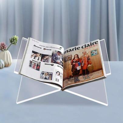 HYYKJ-US Acrylic Book Stand Cross Frame Acrylic Book Holder Reading Stand For Displaying For Reading Artwork, Bibles, Recipes, Magazines, Newspapers, Recipe Books, Textbooks