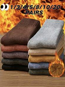 20双装男士加厚羊毛袜，冬季保暖袜，适合滑雪、骑行、户外运动，圣诞节/感恩节/新年礼物，日常穿着舒适，时尚户外跑步袜 - 彩色 - 查看 40