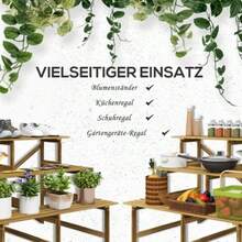 Outsunny 3-Tier Plant Shelf Made Of Fir Wood, 120 X 80 X 78 Cm, For Garden, Balcony And Terrace. - Camel - View 4