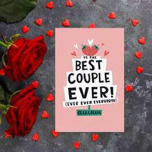 1pc Romantic Valentine's Day Greeting Card - "Best Couple Ever" Design, Love Theme Paper Card For Husband, Wife, Parents, Anniversary, Small Business Thank You, Birthday Gift, Romantic Greeting Card| Style Card| Vibrant Envelope - Multicolor - View 2