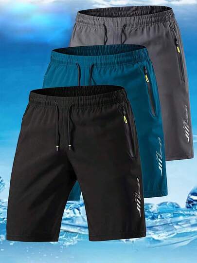 Pantalones cortos deportivos casuales de verano para hombres, con estampado de relámpago, cintura ajustable con cordón, adecuados para actividades al aire libre, ciclismo, correr y uso diario